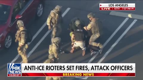 Law Enforcement Takes Down Rioter in LA