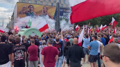 Protest against illegal migration, Poland, National Anthem