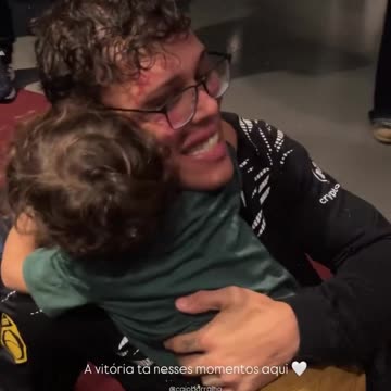 Caio Borralho Holds His Son After First UFC Loss