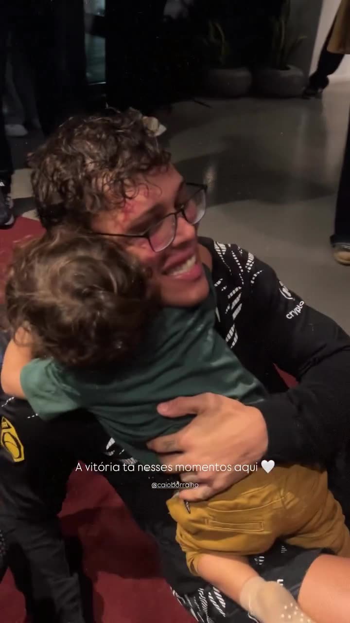 Caio Borralho Holds His Son After First UFC Loss