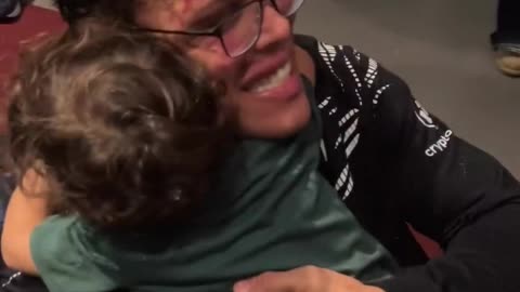 Caio Borralho Holds His Son After First UFC Loss