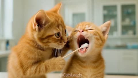 Ginger Mama Cat Takes Her Kittens to the Vet for the First Time Funny Reactions & Baby Vaccines