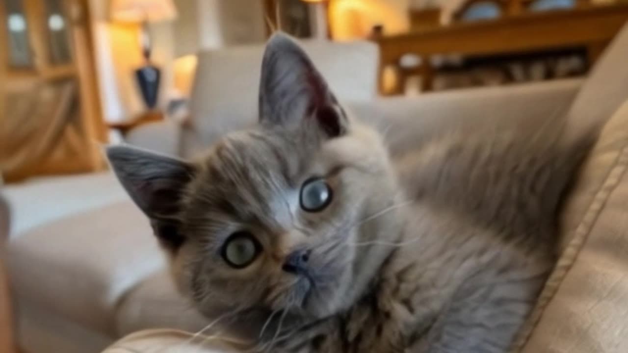 Cozy Evening with a Blue-Eyed Kitten