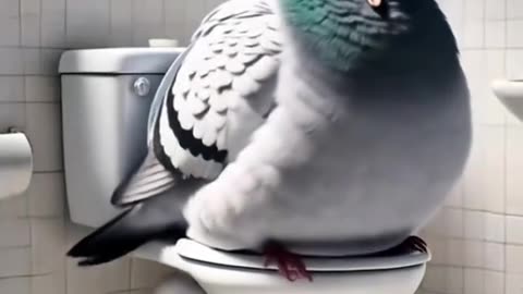 pigeon on the toilet