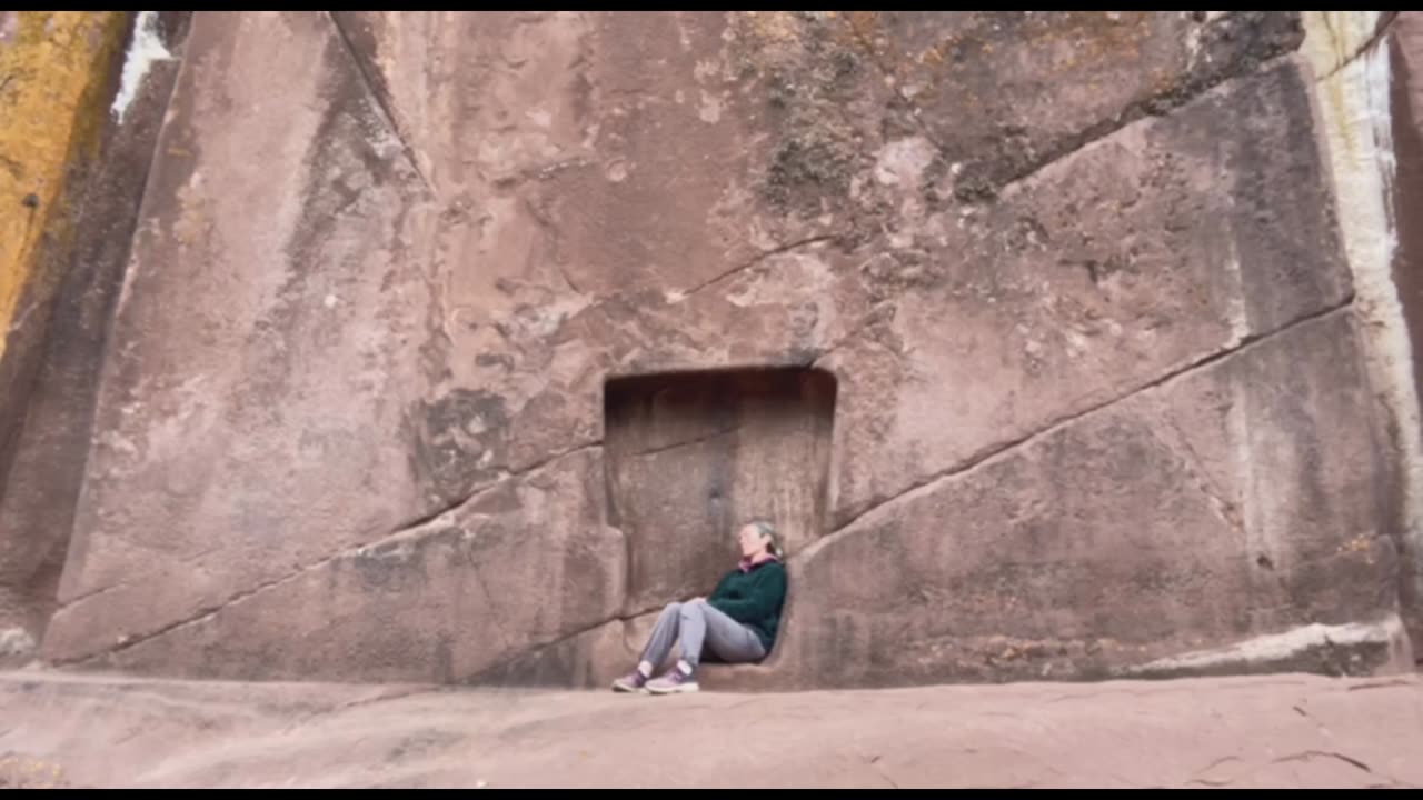 'Pausing' with me at Aramu Muru portal, Lake Titicaca, Peru