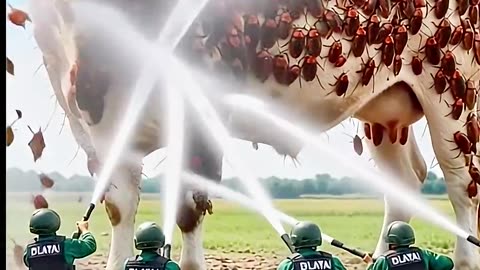 Poor Cow Attacked By Thousands Of Bugs