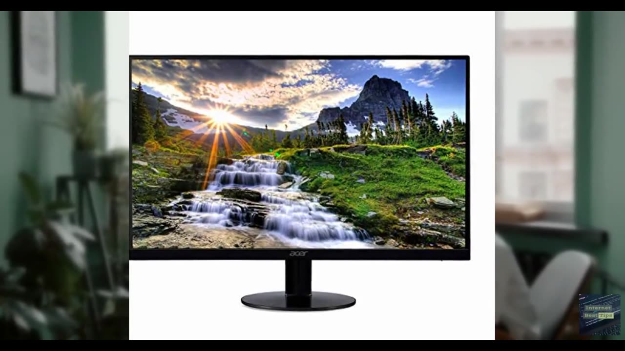 acer 21.5 Inch Full HD Computer Monitor and Ergonomic Mesh Office Chair with Lum