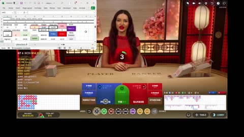 Baccarat - 50 units in 59 minutes with 10 number Labouchère (1 1 1 1 1 1 1 1 1 1) & BEC BER T2s BS