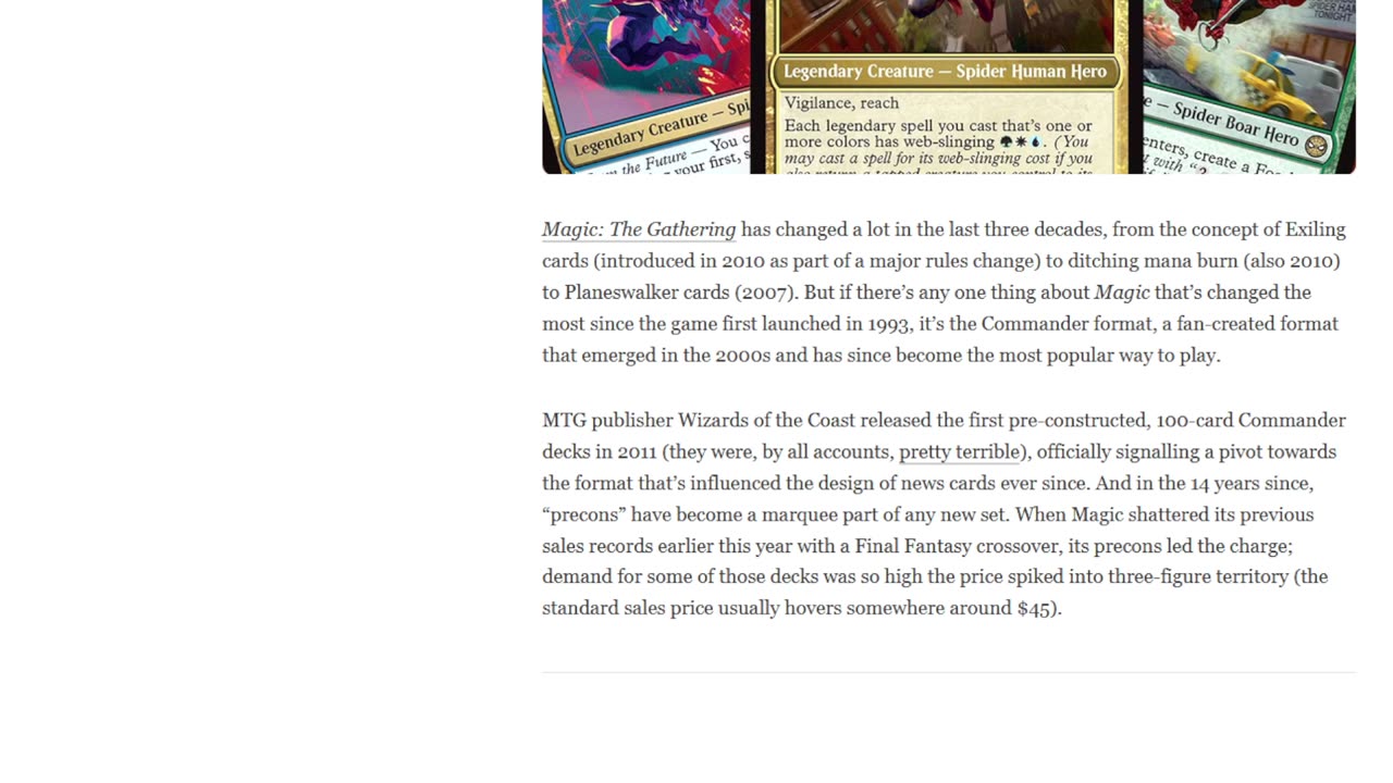 No Commander decks for Spider-man and Avatar here is why