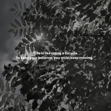 Life is like riding a bicycle. To keep your balance, you must keep moving.