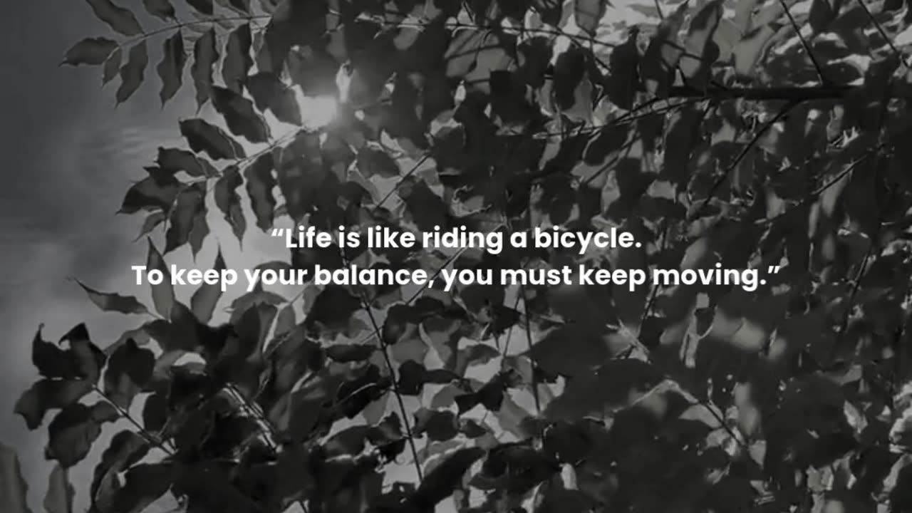Life is like riding a bicycle. To keep your balance, you must keep moving.