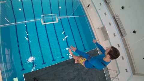 How to dive into a swimming pool from ANY height water jump feet first from diving board tutorial