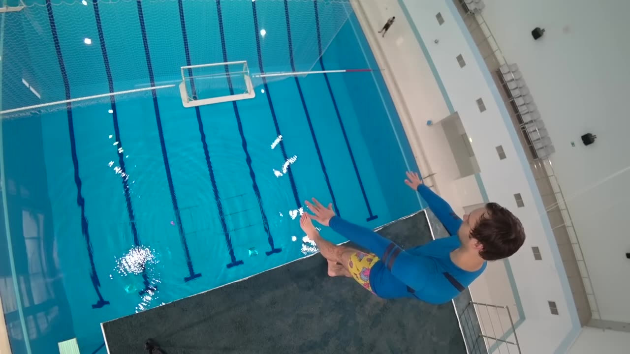 How to dive into a swimming pool from ANY height water jump feet first from diving board tutorial