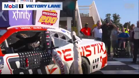 NASCAR Driver Connor Zilisch FALLS ON HIS NECK while getting out of his car in victory lane