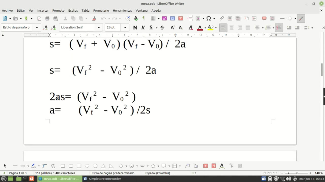 Solution and Proof of the formula to be used on constant acceleration