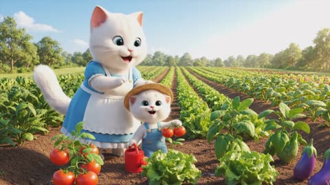 Mother Cat & Kitten Farming Together | Cute Cat Story with Happy Ending