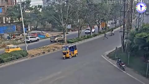 Pedestrian caught in road accident