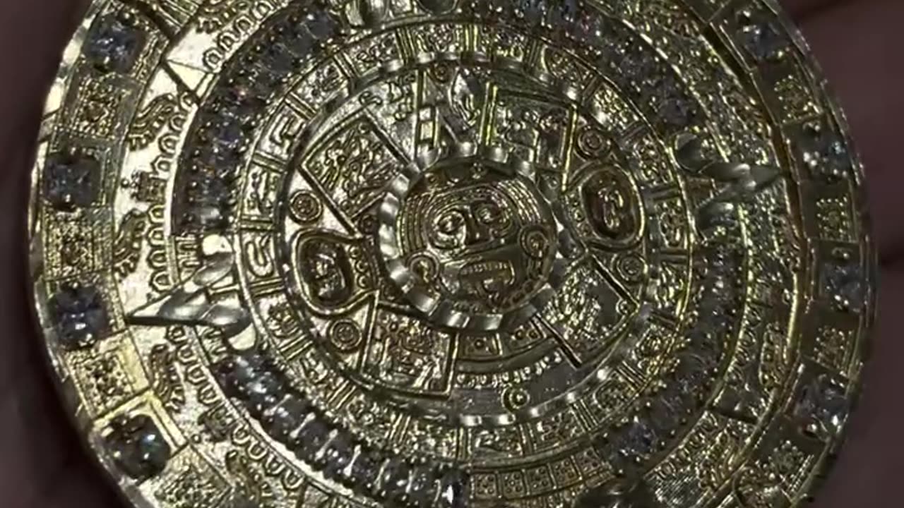 Real 10K Gold Aztec Calendar Pendant
