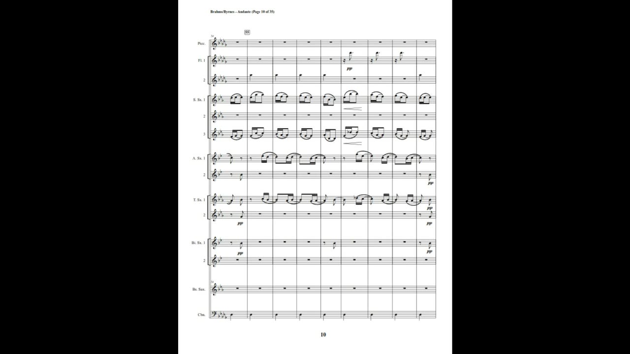 Johannes Brahms – Andante, Op. 5 (Saxophone Choir + Piccolo, 2 Flutes & Contrabassoon)