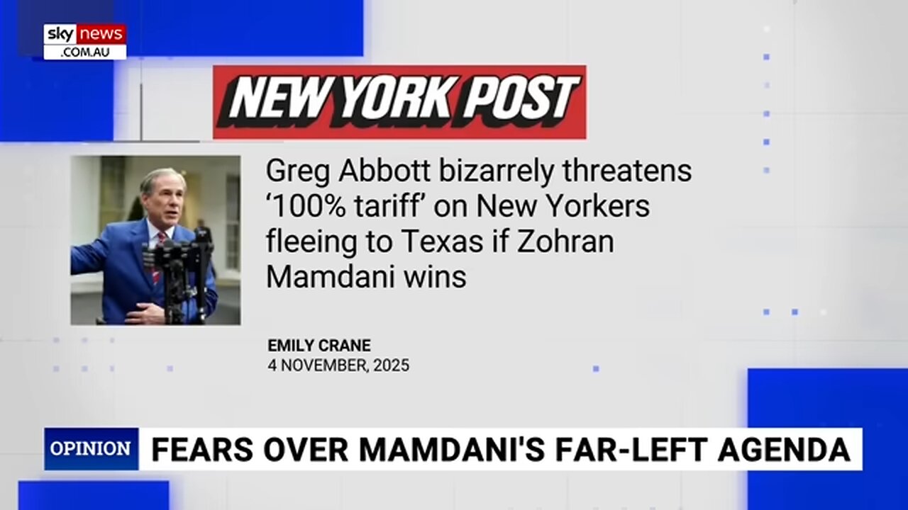 Texas Governor threatens 100 per cent tariff on any Mamdani refugees fleeing New York