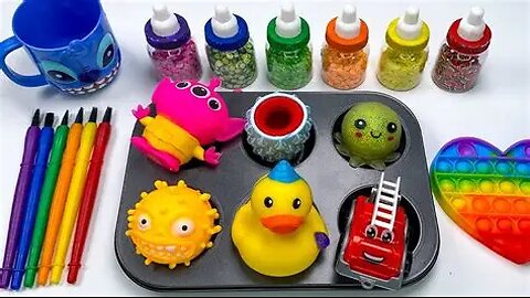 BIG ASMR _ Making 6 Fruit Slime Mixind FROM Rainbow Strars Lollipops _ Satisfying Relax Video