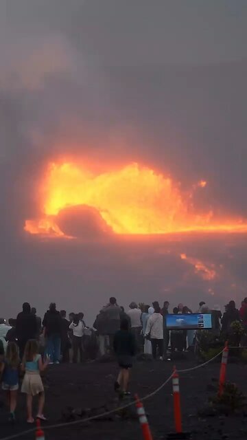 Hawaii's Kilauea volcano resumed erupting Friday by shooting an arc of lava