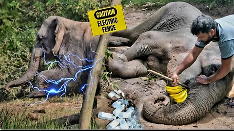 A female elephant that got hit by an electric wire😥😥😥