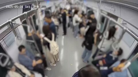 Terrifying moment as packed subway in Seoul set on fire