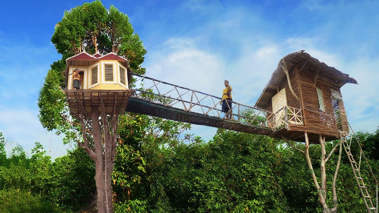 Build the Highest and BeautifulTreehouse From Bamboo By Jungle Men(