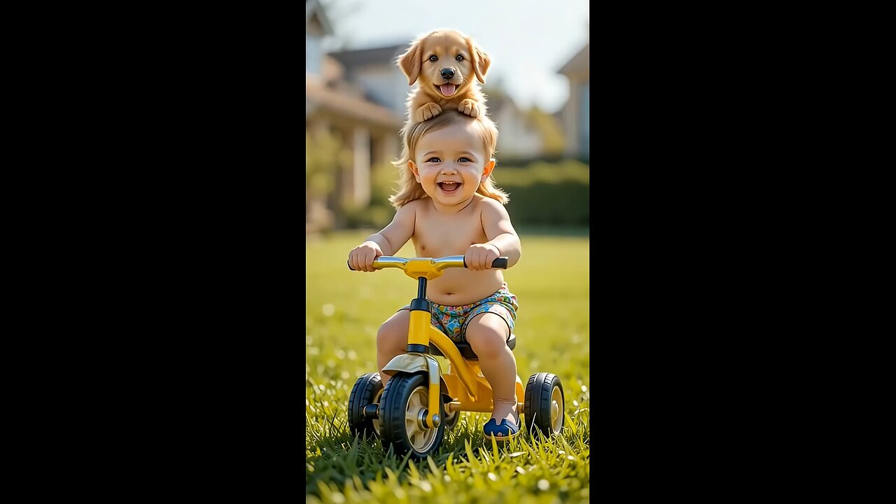baby funny dance and dog😱😍