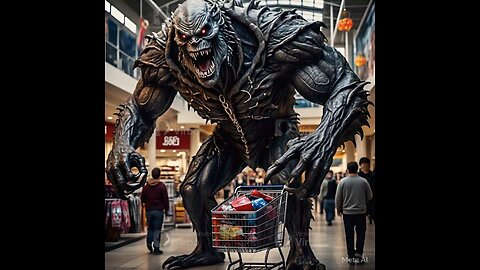 GIANT MONSTER IN SUPERMARKET