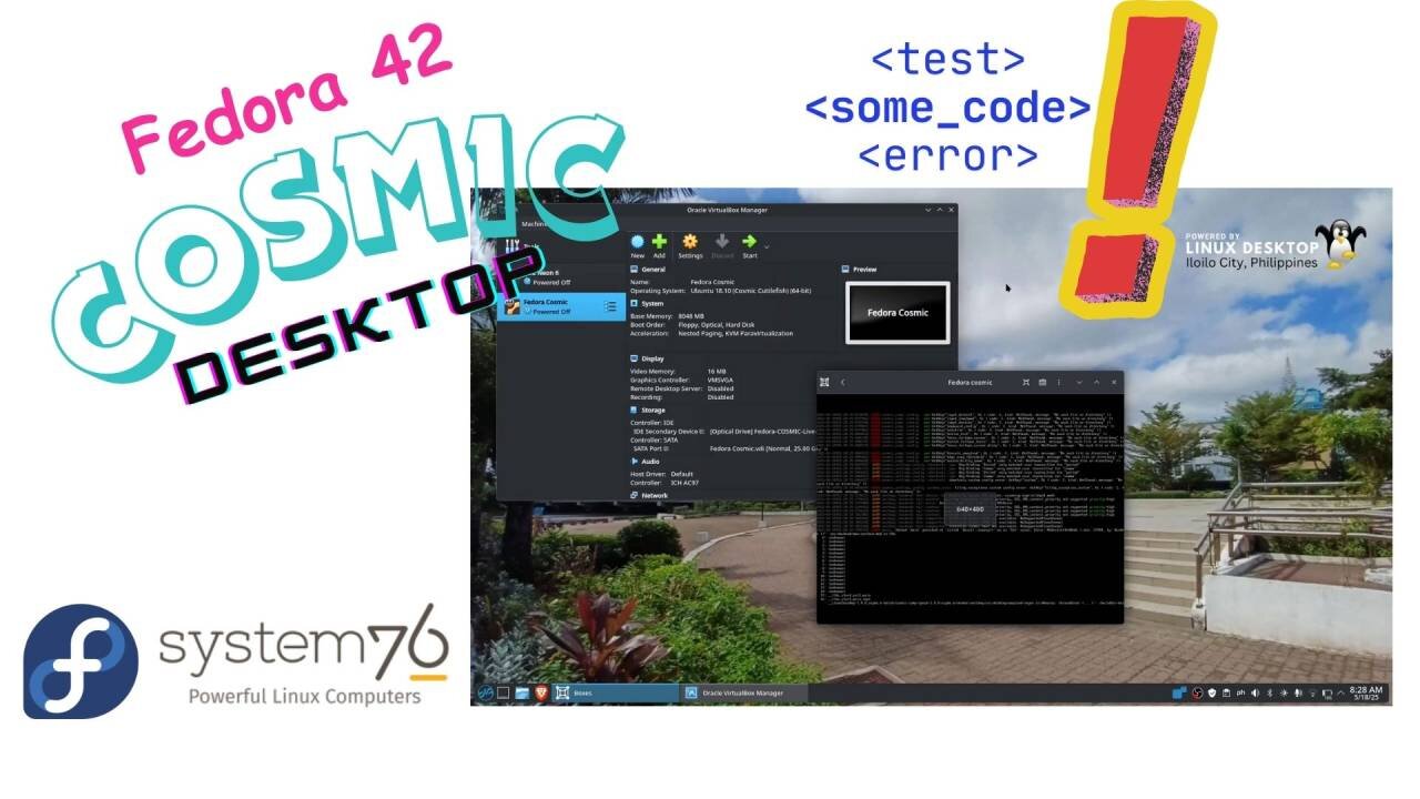 OS test - Fedora 42 Cosmic