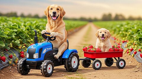 Golden Retriever’s Sweet Adventure 🐾☀️Strawberry Picking & Ice Cream Fun! 🐶🍓🍨