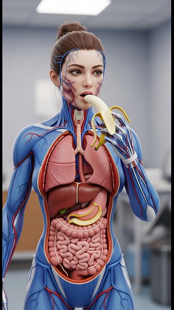 What Happens When a Woman Eats a Banana | 3D Female Digestive System Animation #3d #humanbody