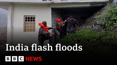Dozens feared trapped as cloudburst triggers flash floods in India | BBC News
