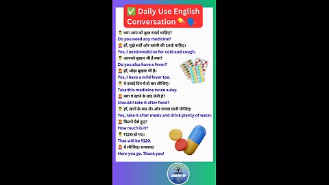 Daily Use important English Conversation that you must know when buy medicines #english #shorts
