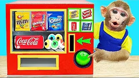 Baby Monkey KiKi playing with Candy Vending Machine so funny