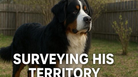 Master on Guard: Bernese Mountain Dog Explores His Territory