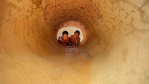 2 Men Build Underground Tunnel House with Waterslide & Pools in Just 60 Days