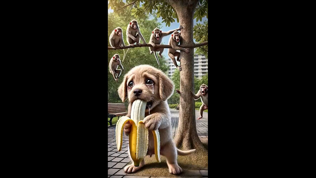 The dog is eating a banana.