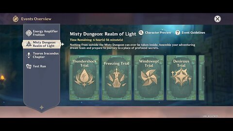 Misty Dungeon: Realm of Light Event - Genshin Impact - Version 2.3