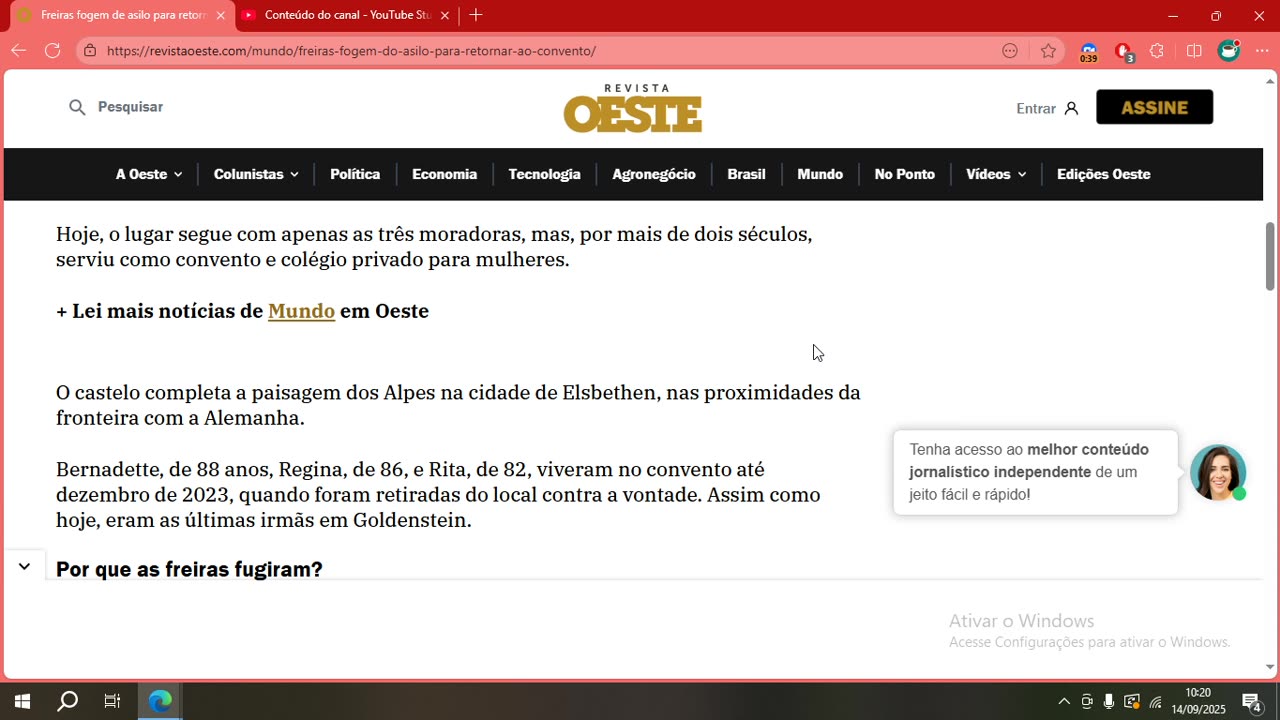 Freiras fogem de asilo para retornar ao convento