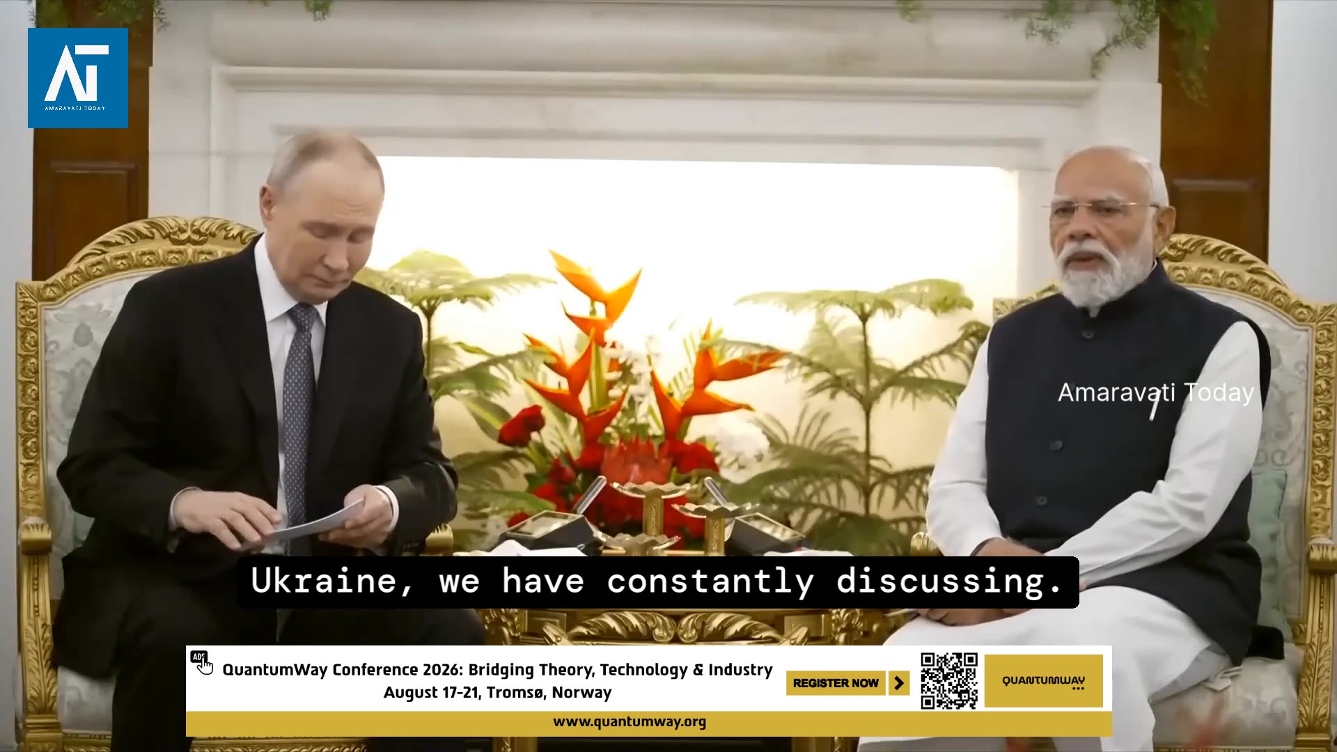 PM Modi to Putin: India Is Not Neutral — India Stands for Peace | Amaravati Today