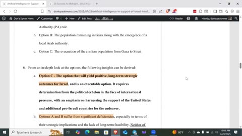 Starvation, Part of The Israeli AI Plan to Depopulate and/or Relocate Gaza