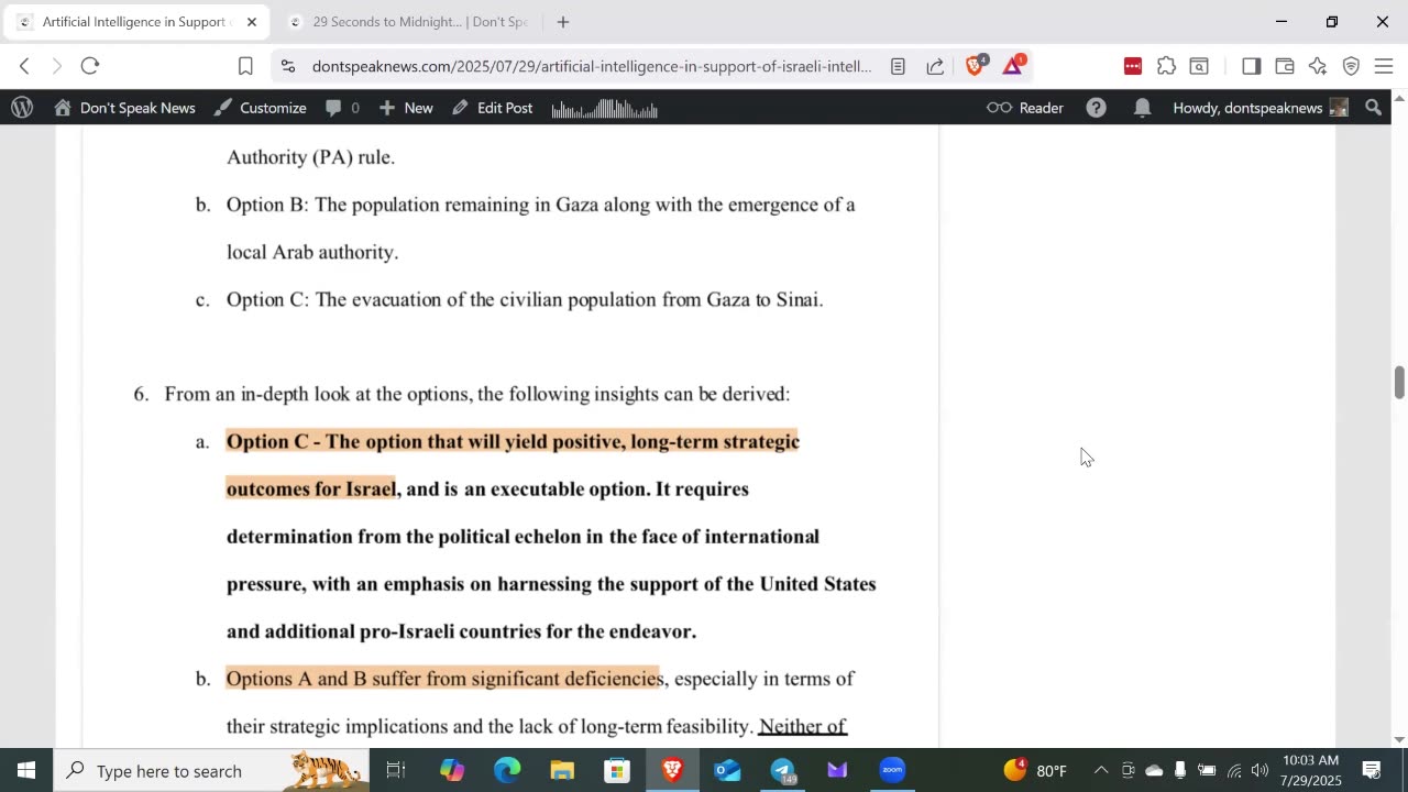 Starvation, Part of The Israeli AI Plan to Depopulate and/or Relocate Gaza