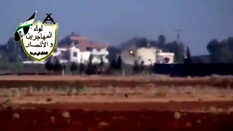 Syria war Daraa governate, HJ-8 vs. T-55, hit (Liwa al-Muhajireen wal-Ansar) 2013.11.04