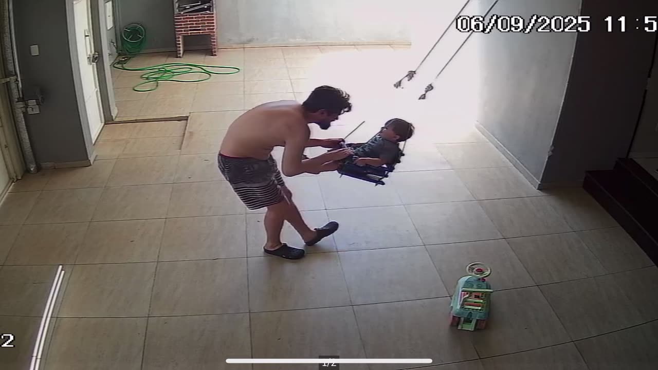Dad Quickly Saves Boy From Falling Out of a Swing