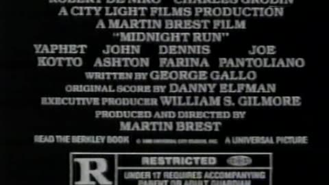 Midnight Run Movie Trailer TV Commercial with Robert DeNiro & Charles Grodin from 1988