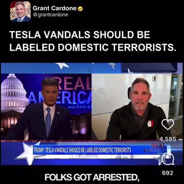 TESLA VANDALS SHOULD BE LABELED DOMESTIC TERRORISTS.- Grant Cardone