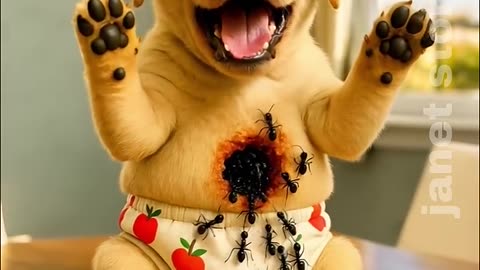 The cute dog ate ants along with the ice cream.